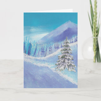 Festiva Árbol y montaña estacionales D6 de la tarjeta