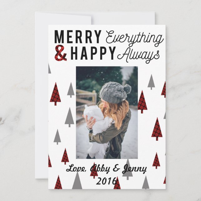 Festiva Árboles modernos rojos del triángulo de la tarjeta (Anverso)