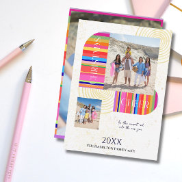 Festiva Arco Geométrico Moderno 3 Fotos Tarjeta de vacacio