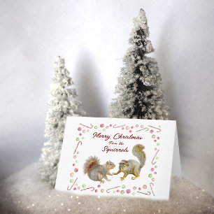 Festiva Ardillas con tarjeta de Navidades de migajas de me
