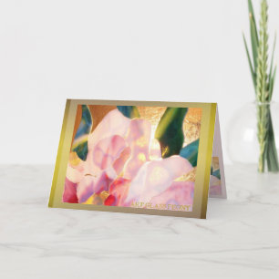 Festiva Art Glass Peony Excelente Tarjeta