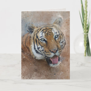 Festiva Arte de Safari de Tigre en la Jungla Tarjeta en Bl