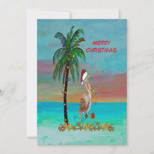 Festiva arte de tarjeta de vacaciones plana de pelícano Sa