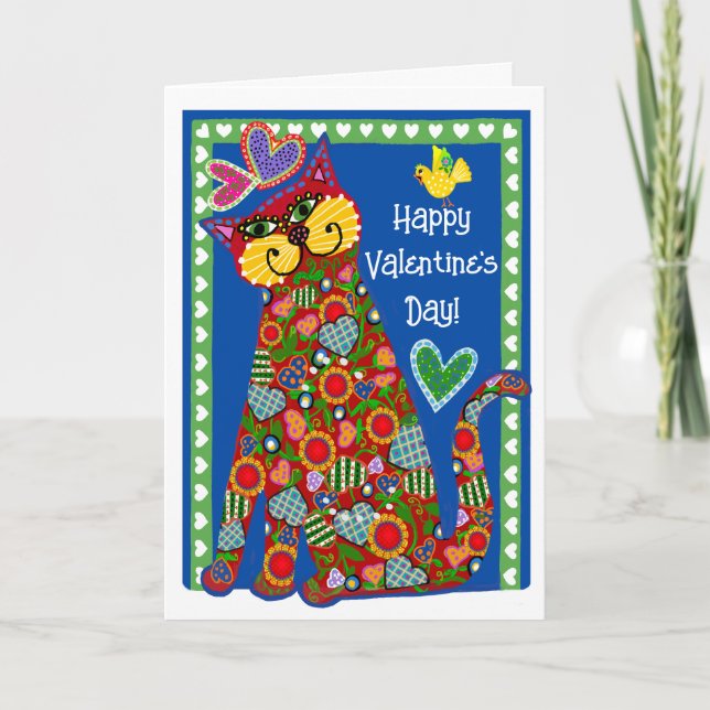 Festiva Arte popular de la tarjeta de San Valentín doblada (Anverso)