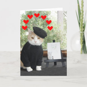 Festiva Artista del gato en tarjeta del día de San