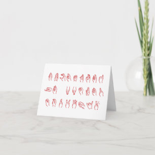 Festiva ASL ningún L letras rojas para la tarjeta de