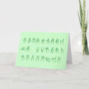 Festiva ASL ningún L letras verdes para la tarjeta de