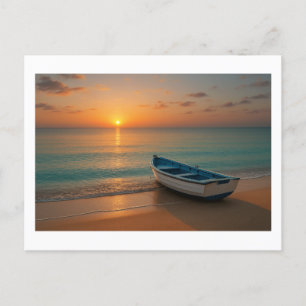 Festiva Atardecer de oro pacífico con postal de vacaciones