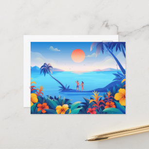 Festiva Atardecer tropical: postal de vacaciones cálidas
