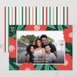 Festiva Audaz marco floral tarjeta de vacaciones de año nu