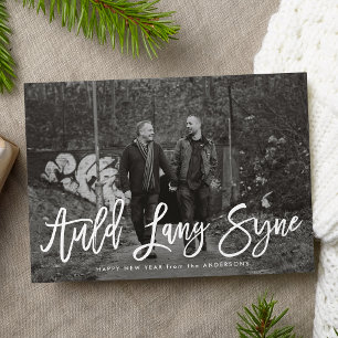 Festiva Auld Lang Syne Script Tarjeta fotográfica de Año
