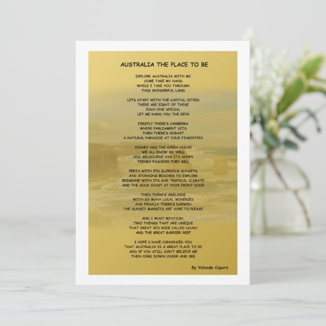 Festiva Australia: El lugar para ser una tarjeta plana (Anverso de pie)