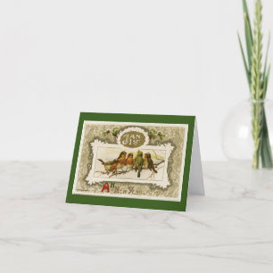 Festiva Aves Vintage En Tarjeta De Fiesta De Rama