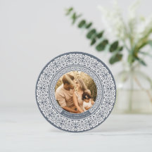 Azul redondo + Tarjeta fotográfica de vacaciones c