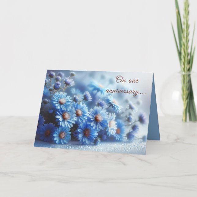 Festiva Azure Aster Flowers Collection - Tarjeta de aniver (Anverso)