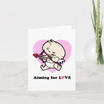 Baby Cupid Apuntando A La Tarjeta De Amor