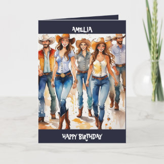 Festiva Baile de línea de música country, tarjeta de cumpl