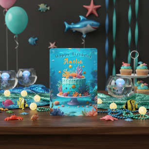 Festiva Bajo el Mar Coral Reef Tarjeta de Cumpleaños Feliz