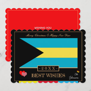 Festiva Bandera de Bahamas y tarjeta feliz de Año Nuevo/Me
