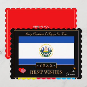 Festiva Bandera de El Salvador y feliz tarjeta de Año Nuev