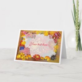 Festiva Bandera y flores ~ Tarjeta de Acción de Gracias