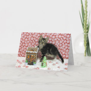 Festiva Bandit's Gingerbread - Tarjeta para Navidades gato