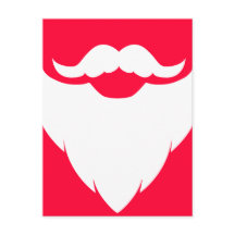 Barba blanca Santa y bigote postal blanca roja