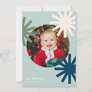 Festiva Be Merry Fun White Blue Green Pompoms - Tarjeta de