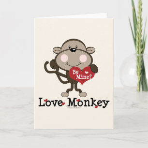 Festiva Be Mine Love Monkey Valentine Blank Tarjeta de fel