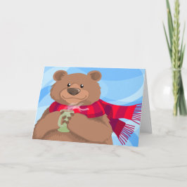 Festiva Bear en tarjeta de vacaciones calurosa con escarmi