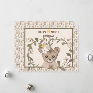 Festiva Bebé Bear tarjeta de cumpleaños de medio año niño