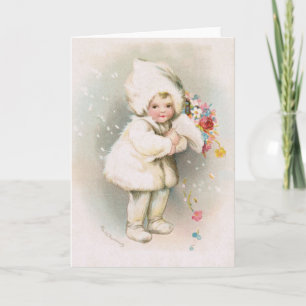 Festiva Bebé de la nieve del invierno y tarjeta de