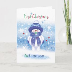 Festiva Bebé de nieve, primeros Navidades, tarjeta de Gods