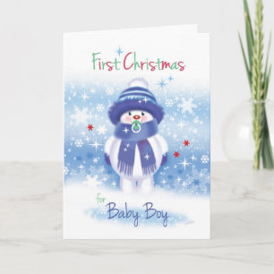 Festiva Bebé lindo de la nieve, 1r navidad, tarjeta del