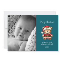 Bebés Navidades oso Personalizado Foto Tarjeta de 