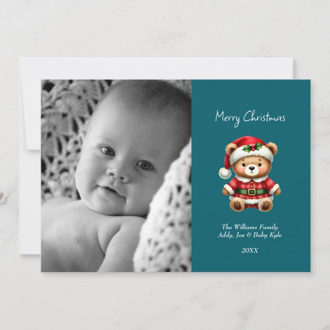 Festiva Bebés Navidades oso Personalizado Foto Tarjeta de  (Anverso)