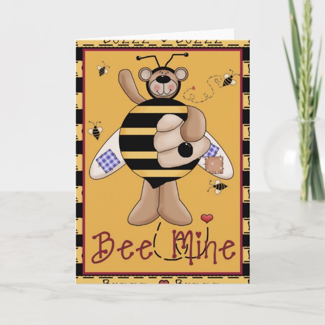 Festiva Bee Mine Honey Bear Tarjeta de El día de San Valen (Anverso)