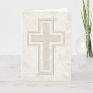 Festiva Beige Cross 2 Tarjeta de felicitación cristiana en
