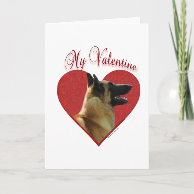 Festiva Belga Malinois mi tarjeta del día de San Valentín (Anverso)