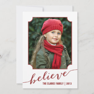Festiva Believe Red Tarjeta de vacaciones fotográficas