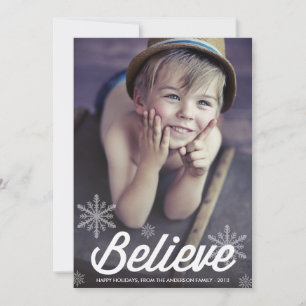 FESTIVA BELIEVE SNOWFLAKES TARJETA DE FOTOGRAFÍA DE VACA