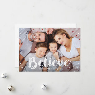 Festiva BELIEVE tarjeta de navidades de saludos modernos