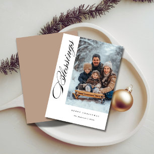 Festiva Bendición: simple tarjeta de foto religiosa para N