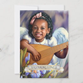 Festiva Bendiciones de Pascua. Pequeño ángel con tarjeta p