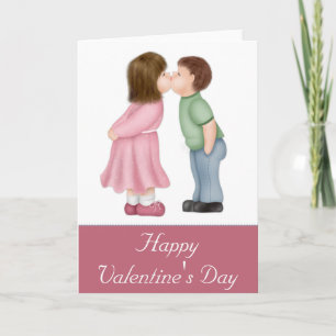 Festiva Besando niño y Chica, feliz tarjeta de San Valentí