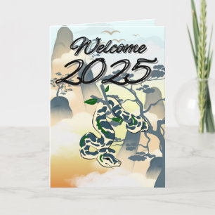 Festiva Bienvenida 2025: Graciosa tarjeta de Año Nuevo de