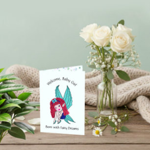 Festiva Bienvenida Bebé Niña – Sueños de Hada Tarjeta de F