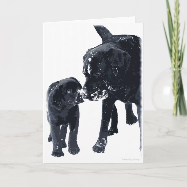 Festiva Black Labrador Love - Tarjeta de Navidades (Anverso)