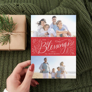 Festiva Blessings con letras manuales 2 Tarjeta de vacacio