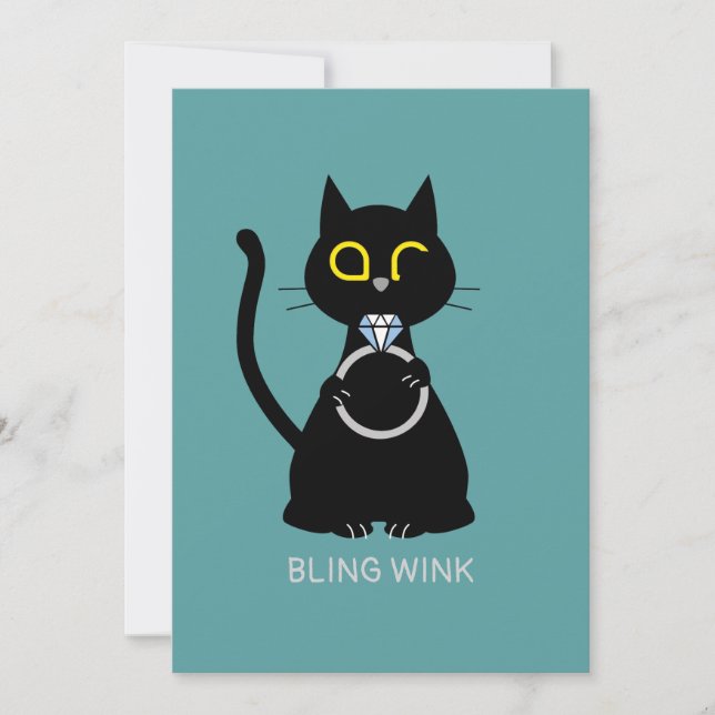 Festiva BLK WINK Funny Cat Propuesta Tarjeta de saludo (Anverso)